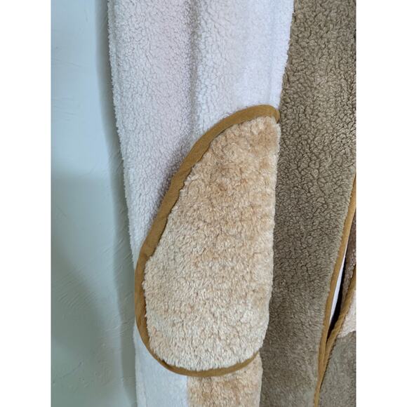 Anthropologie Pilcro Faux Fur Long Patchwork Coat Jacket Sz Small Neutral - Picture 8 of 14